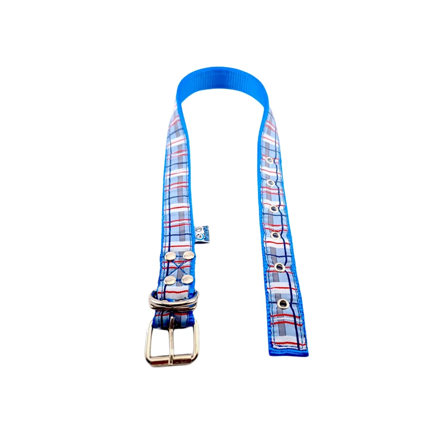 Coleira Dupla Reforçada Confort Santa Fé Pet Azul